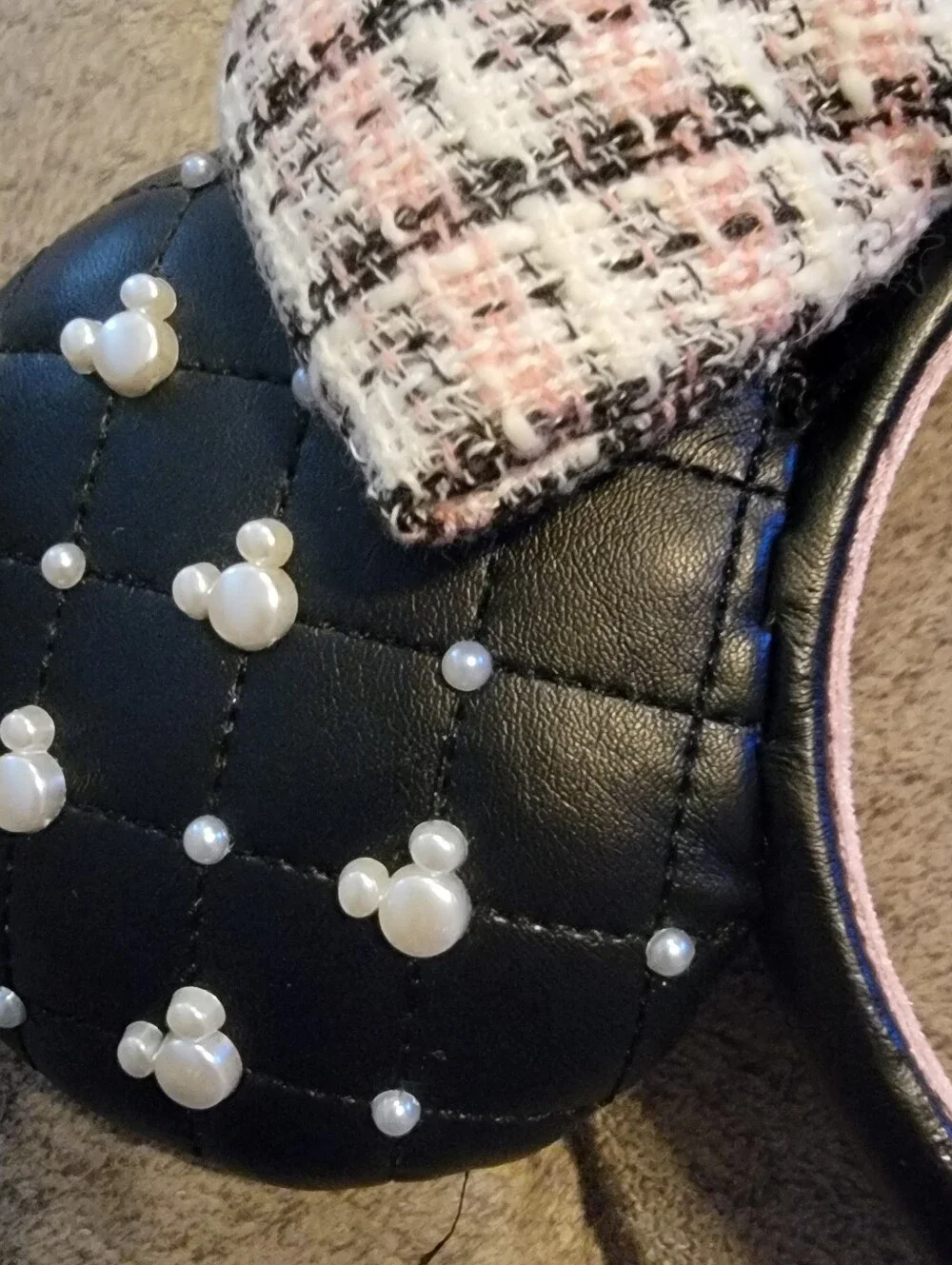 Disney Parks Tweed & Pearl Leather Minnie ears